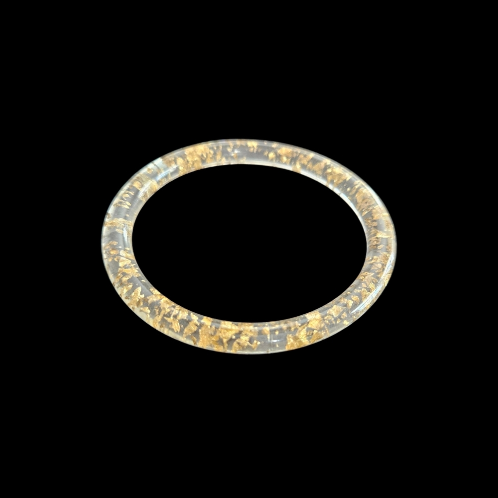 Thin Clear Gold Flecked Bangle Bracelet